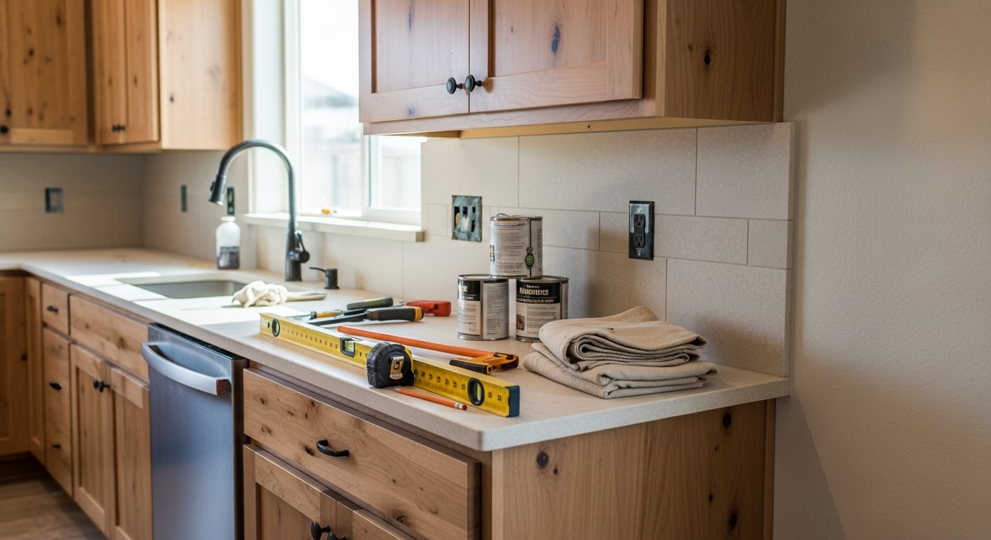Modern kitchen remodel with new cabinets and countertops