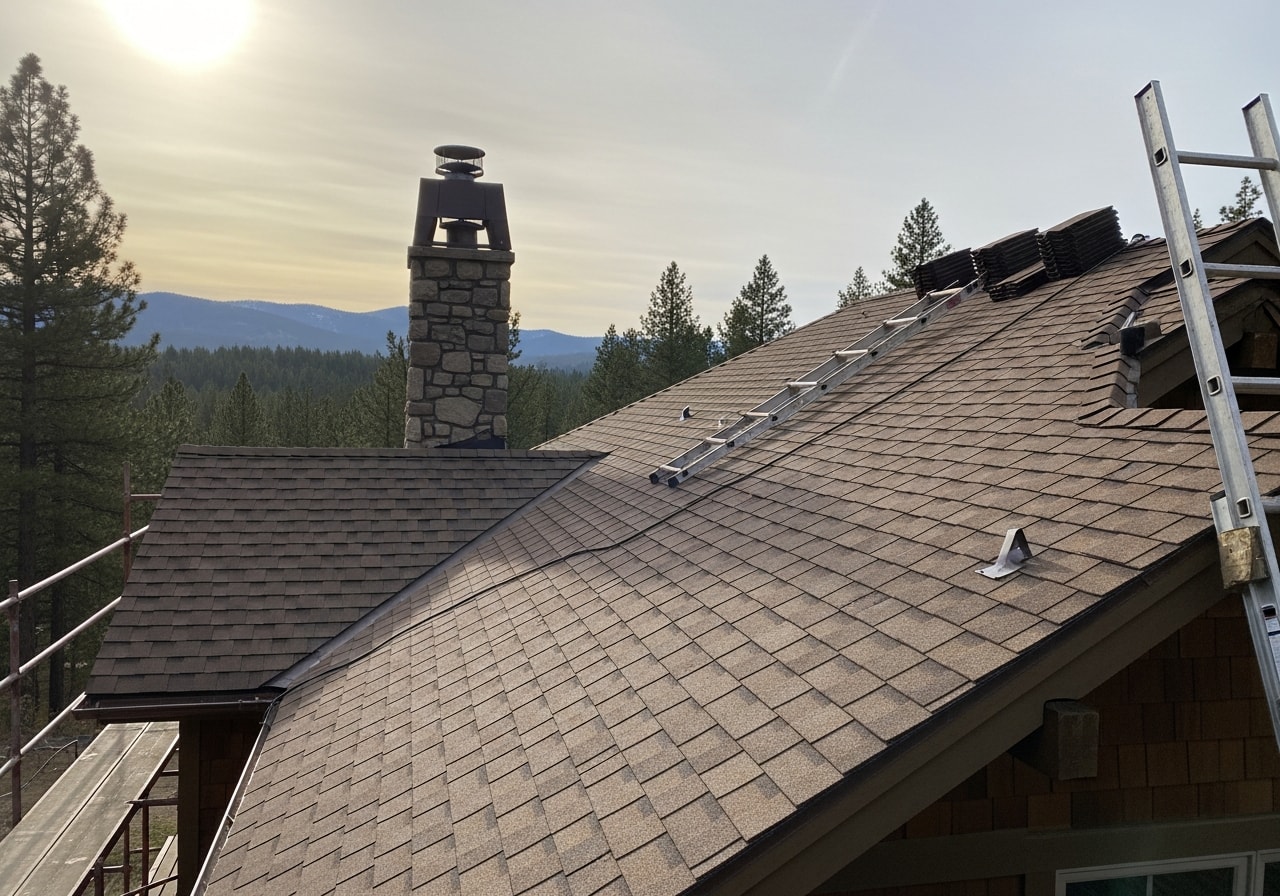 Premium designer shingle roof on mountain cabin in Sunriver