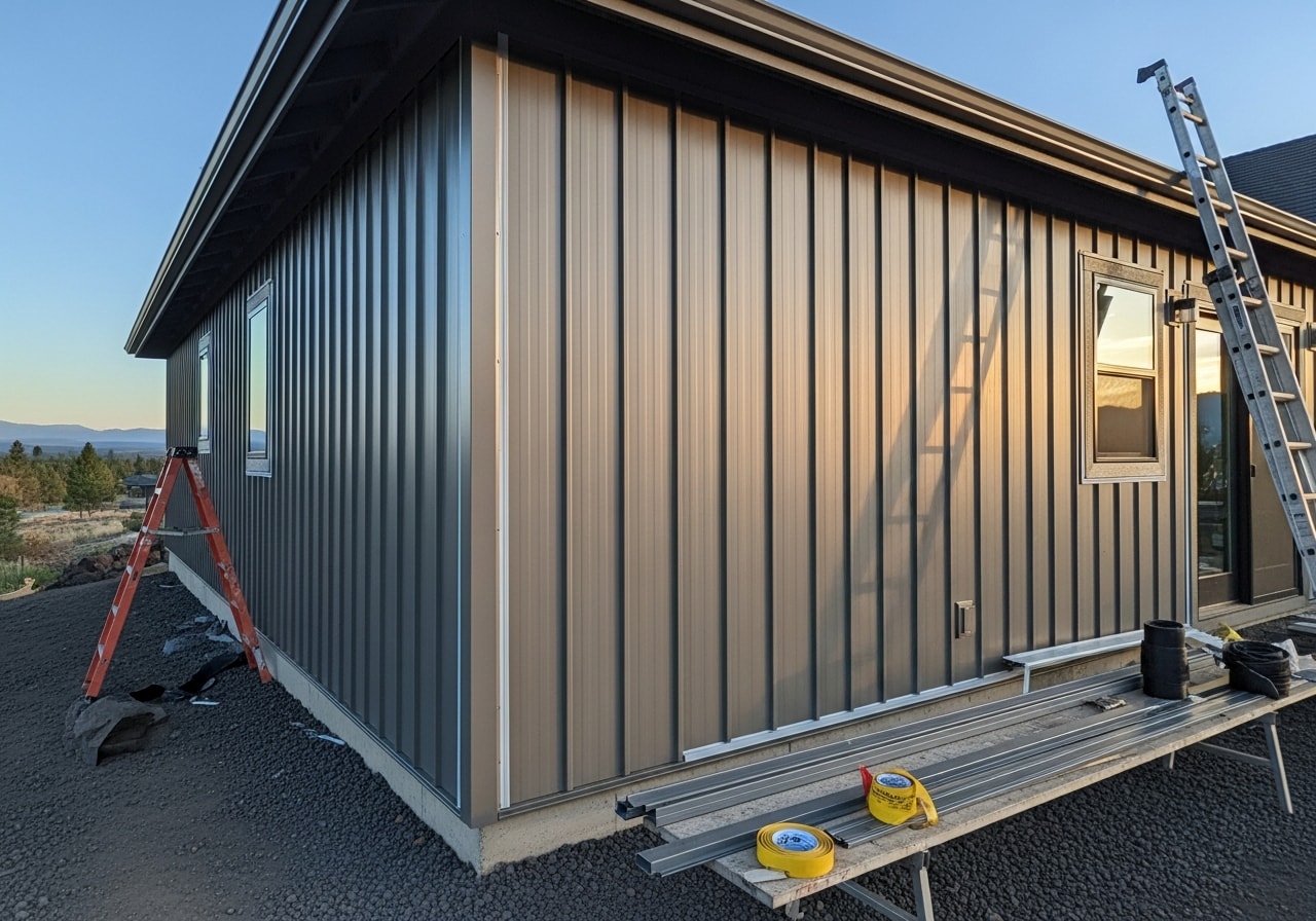 Metal siding on residential home exterior in Sisters, Oregon