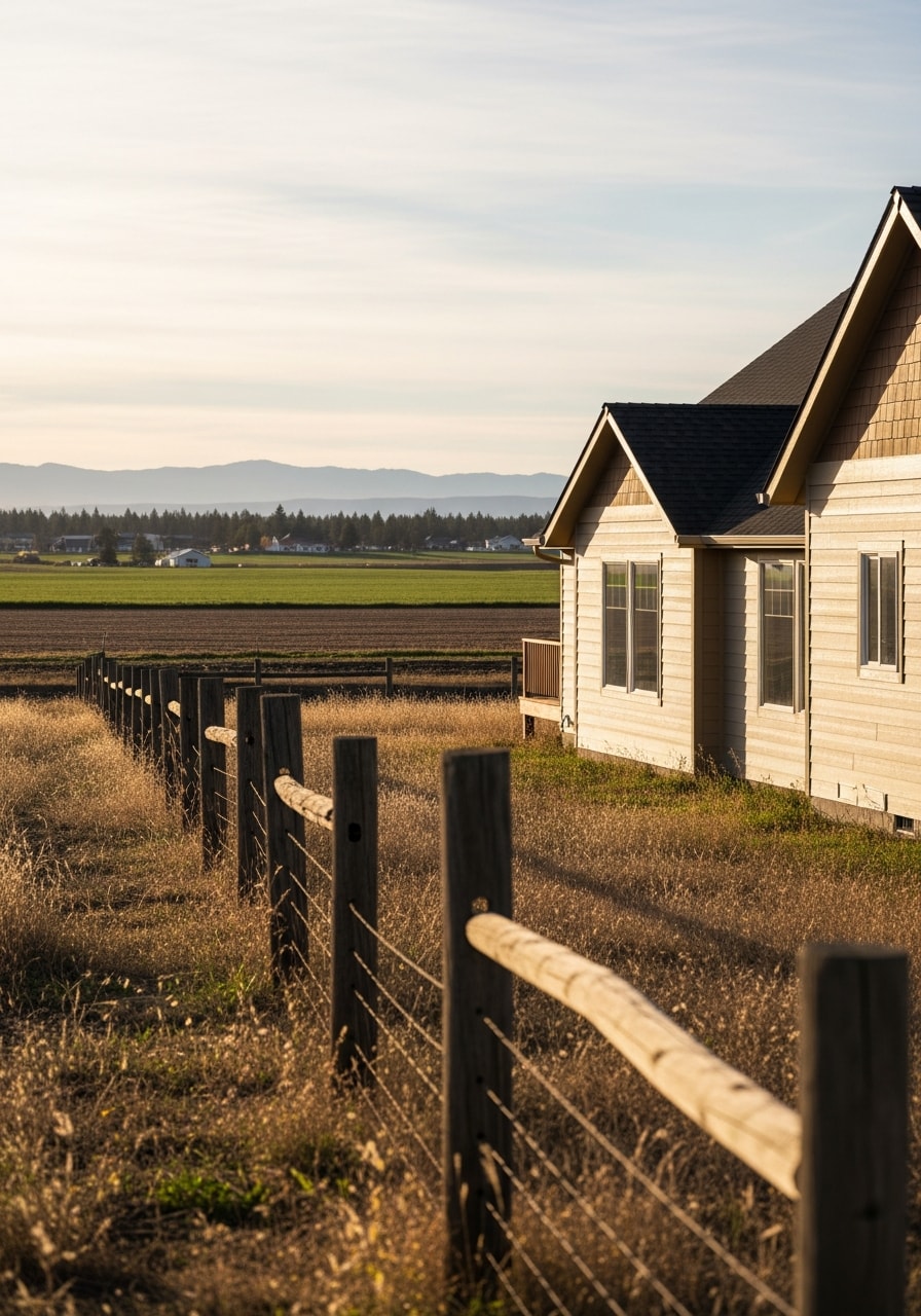 Culver home exterior with agricultural setting and spacious grounds.