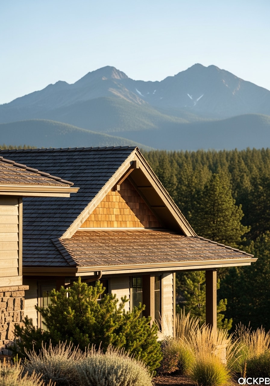 Residential home in Sisters with mountain views and native landscaping.